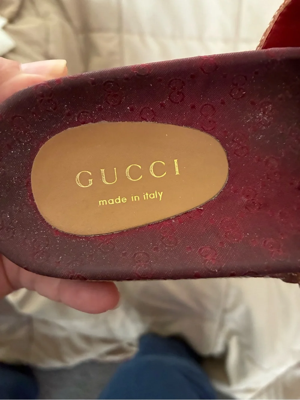 Authentic Gucci Beige & Dusty Pink GG Canvas Slide Sandals